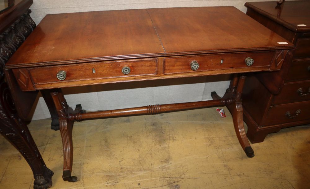 A Regency style mahogany sofa table a.f., W.110cm, D.56cm, H.73cm